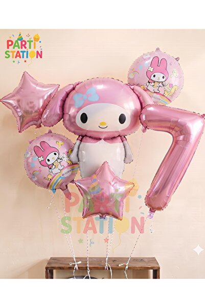 Parti Station Sanrio Kuromi MyMelody 7 Yaş Balon Set Anime Hello Kitty Kuromi...