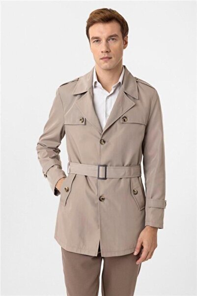SÜVARİ Beige slim straight coat
