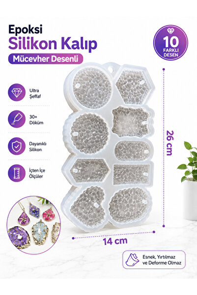 stonechem Mücevher Desenli Çoklu Epoksi Silikon Kalıp 15 x 26 cm Takı Kalıbı