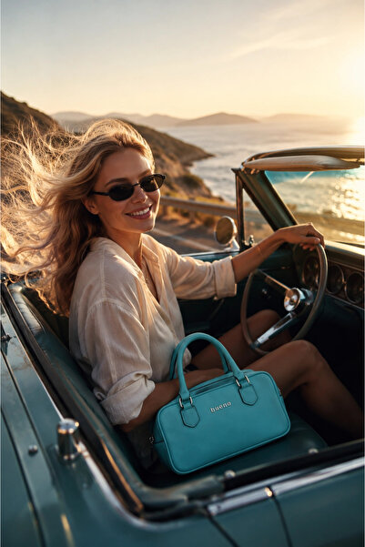 BUENO Blue Leather Women's Handbag