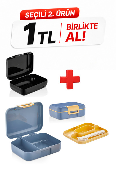 M&L LUNCH BOX صندوق غداء مكون من طبقتين و5 أقسام - مع ملعقة وشوكة وسكين - حاو...