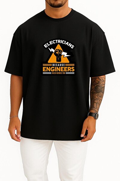 Bahriyeli Collection Oversized Electrical Engineer Hero Chest Design Unisex T...