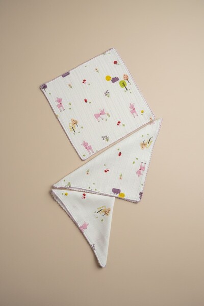 Babymet %100 Pamuk Müslin Bebek Ağız Mendili 6’lı 25x25 cm Ceylan Desenli– Yu...