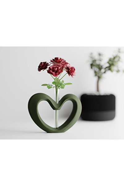 Sani Vază „Inimă de Ziua Îndrăgostiților” 179x43xÎ133mm - Verde închis mat