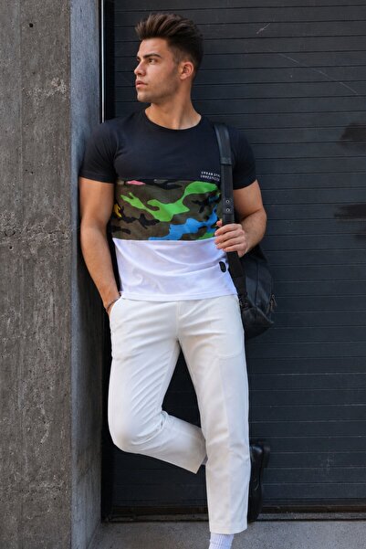 Madmext Καμουφλάζ Καπνιστό T-Shirt 3003