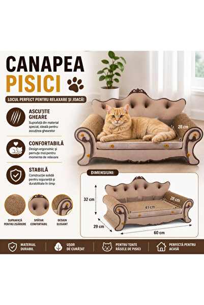 SMARTECH Canapea de zgâriat pentru pisici, carton presat stratificat, dimensi...