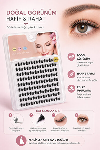 Pastelya Tekli Kirpik - KAPAKLI 3 - 10 mm ---(Kirpik Yapıştırıcısı ile Uygula...