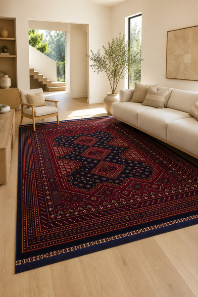 Pigment Afgan Collection AF05 Bordo Polyester Makine Halısı