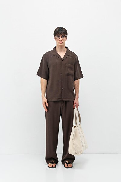 VAMOSCLO Relax Fit Modal Blended Suit Brown