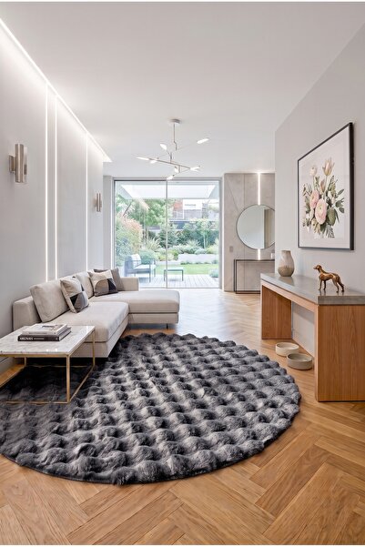 KEVLİNE HOME Bubble Mutfak Salon Yuvarlak Kaymaz Taban Halı