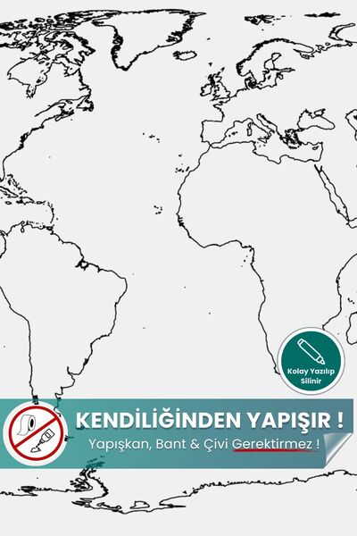 Pi Papers Mute World Map - Έξυπνο χαρτί με αυτοκόλλητη λαβή και γραφή-γραφή (...