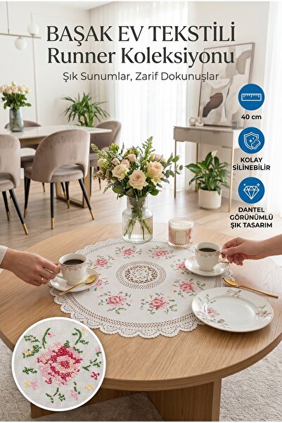 Başak Ev Tekstili PVC Runner și Masă de Servire 40 Cm