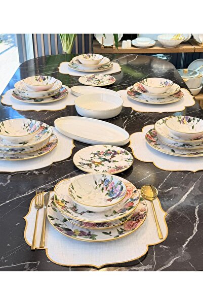 Onedekor 24 Parça Modern Flore Bird Yemek Takımı