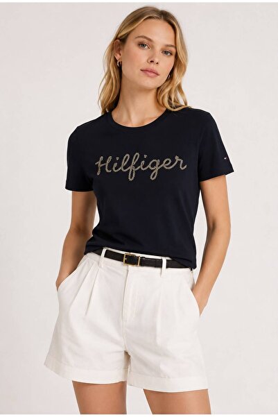 Tommy Hilfiger Logo Jersey Tişört Beyaz