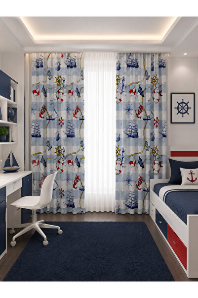 Bebişim Halı Sailing Rudder Sailor for Children's Room - Double Winged Backgr...