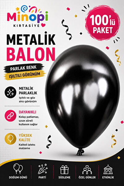 Minopi Black Balloon Patternless Colorful Balloon Metallic Balloon Normal Siz...