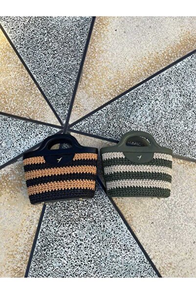 ayya design El Örgüsü Ve Hakiki Deri İle Tasarlanmış Mini Askılı Çanta