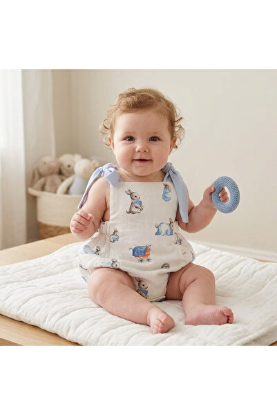 DEUX LAPINS %100 Pamuk Müslin Bebek Tulum - Bébé Lapin
