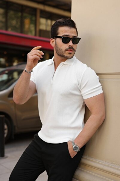 Generic Brand Men's Zippered Collar Short Sleeve Tshirt