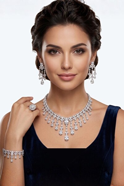 ILAN Luxury Women's Accessory Set with Prestige Design - Shiny Rhinestone Emb...