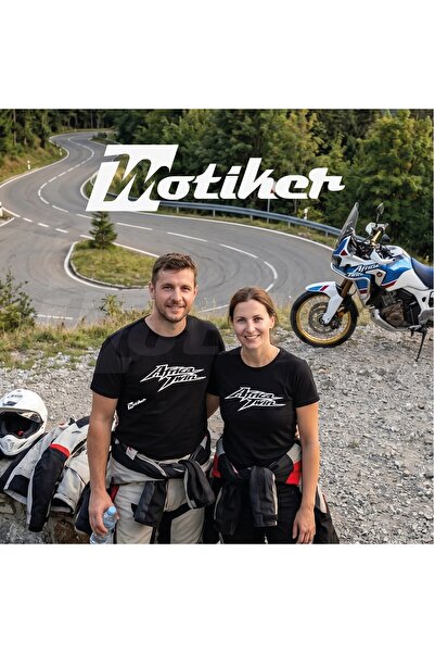 Motiker Honda Africa Twin Logo Tasarım Motorcu Tişörtü Beyaz
