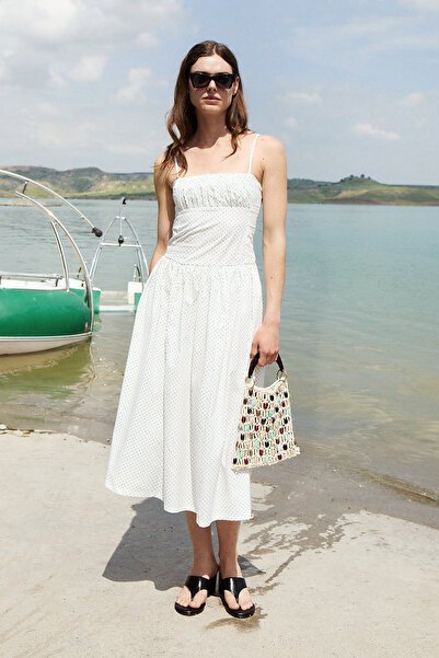 GRIMELANGE Montle Women's 100% Organic Cotton Strappy Collared Waist-Fitted W...