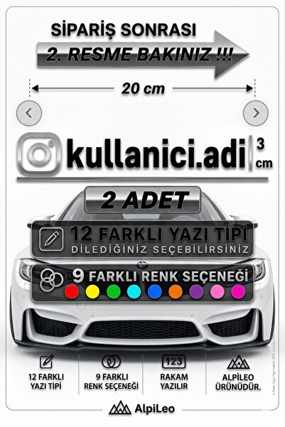 AlpiLeo (2 adet) İnstagram Kullanıcı Adı Siyah Sticker | Scooter Akülü Araba ...