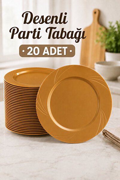 Ezupack 20'li Gold Renk LÜX SERT PLASTİK Parti Doğum Günü Sunum Davet Nişan S...