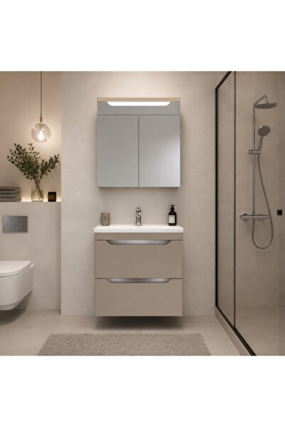 KALE Casilla 65 Cm Vizon Banyo Dolabı Takımı (Ayna Dolabı)