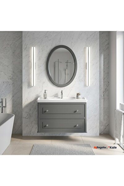 KALE Miro 100 Cm Mat Gri Banyo Dolabı Takımı