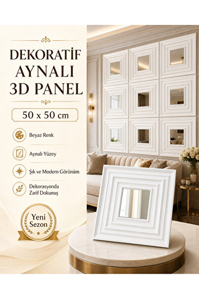 CraftWallDecor VAULT AYNALI 3D DUVAR PANELİ BOYANABİLİR ( ÖLÇÜ : 50*50 cm / 4...