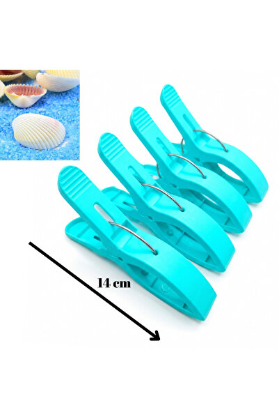 Turquoise 4-Piece Large Size (14 cm) Beach Towel Latch Beach Towel Holder Towel Clip Sunbed Stabilizer