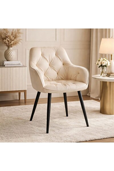 Artool Scaun stil fotoliu bucatarie/living, Artool, York, catifea bej, picioa...