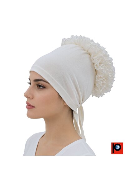 PAKER GİYİM Women's Ruffled Non-Slip Hijab Bun Bonnet