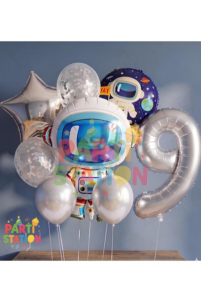 Parti Station Space Galaxy Astronaut Cosmic 9 Year Old Balloon Set Space Astr...