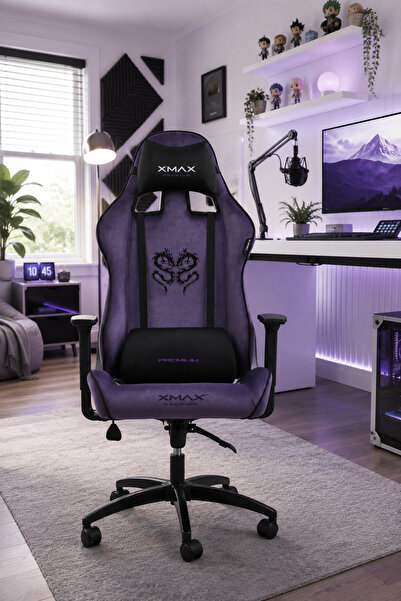XMAX / Rio Plus Balerion Terletmez Kadife Kumaş Mor Gaming Oyuncu Koltuğu / 1...