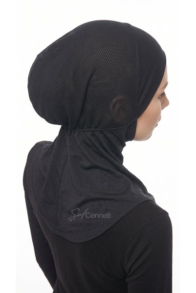 Şalcenneti.com Breathable Mesh Ninja Cap-Under Shawl and Scarf Cap- Black Color