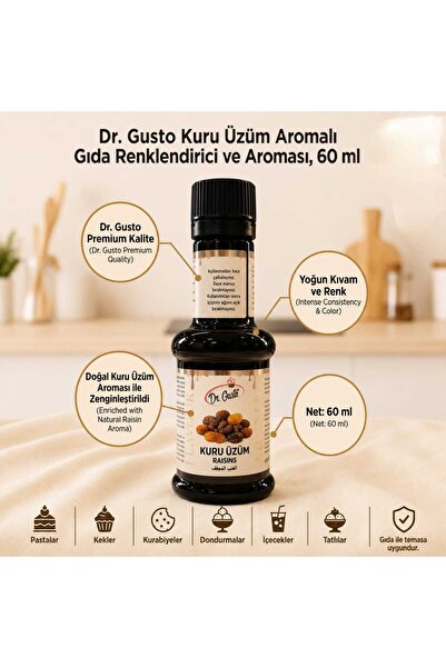 Dr. Gusto Kuru Üzüm Aroması Likit Pastacılık Ve Kekler İçin 40 gr