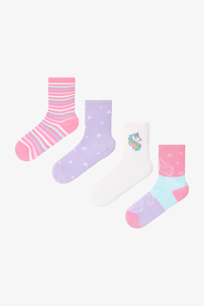 Penti Çok Renkli Kız Çocuk Galaxy Unicorn 4lü Soket Çorap