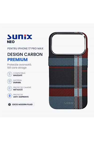 Sunix Husa Neo pentru iPhone 17 Pro Max, Compatibila MagSafe, Design Carbon P...