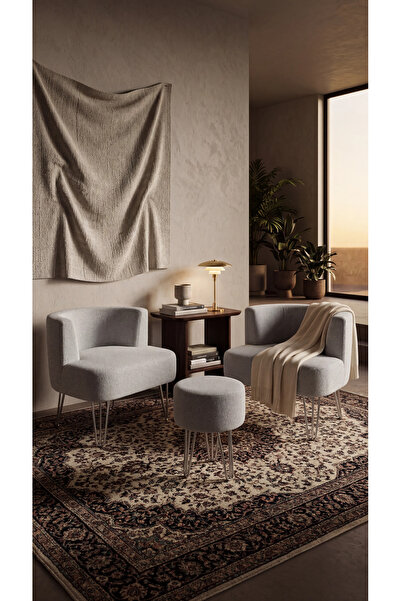 AY CONCEPT Elegance 2'li Çay Seti Berjer Ve Puf Takımı
