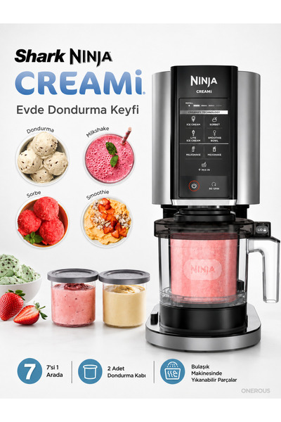 NINJA Creami 7 Programlı Dondurma ve Sorbe Makinesi Karıştırıcı Özellikli Kol...
