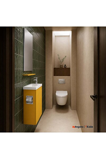 KALE Minimalist 50 Cm Hardal Banyo Dolabı Takımı
