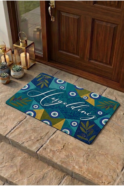 SoGood Concept Blue Mosaics Design Doormat - Digital Printed Base Door Mat