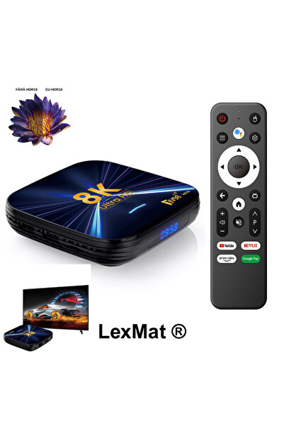 LexMat TV Box Android 14 8K 4K HD Dual 5G, WIFI6, Telecomandă Bluetooth, HDMI...