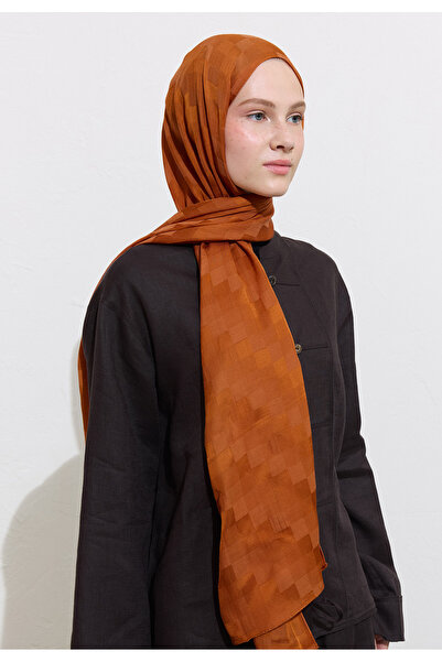 Freshscarfs Nori İpeksi Jakar Şal Kiremit