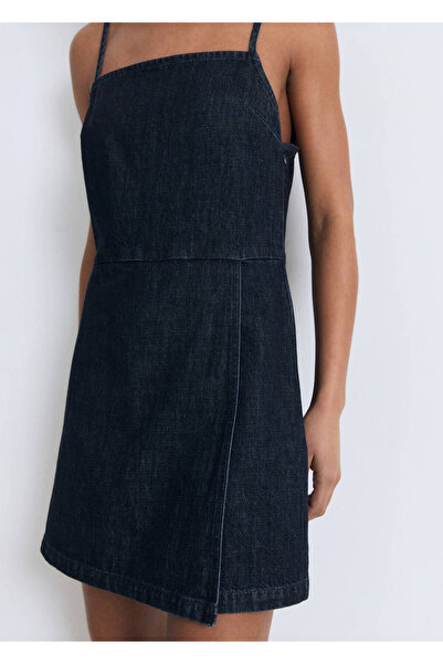 MANGO Woman Kısa denim tulum
