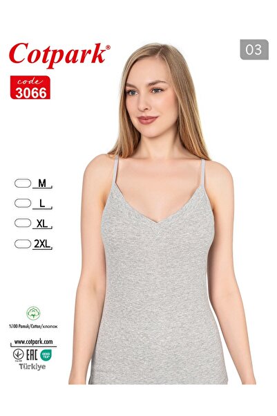 Cotpark Women's 100% Cotton Ribbed Thin Strap Stylish Undershirt 3066 - Gray