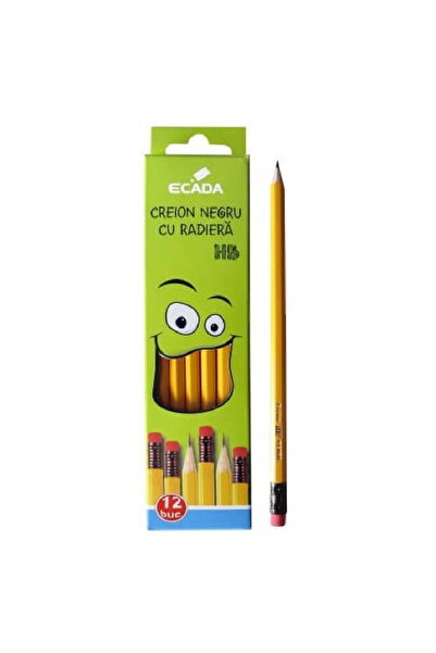 Ecada Creion negru cu radiera 12 buc/set