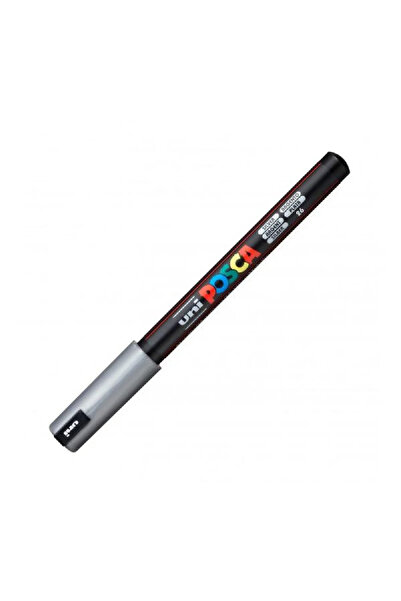 POSCA Marker UNI Posca, 0.7 mm, varf fin metalic, Argintiu